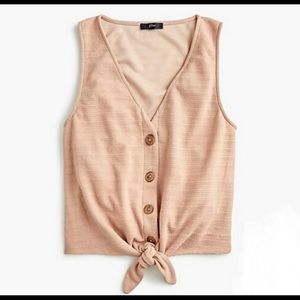 J.Crew beige stone tie-front v-neck button tank